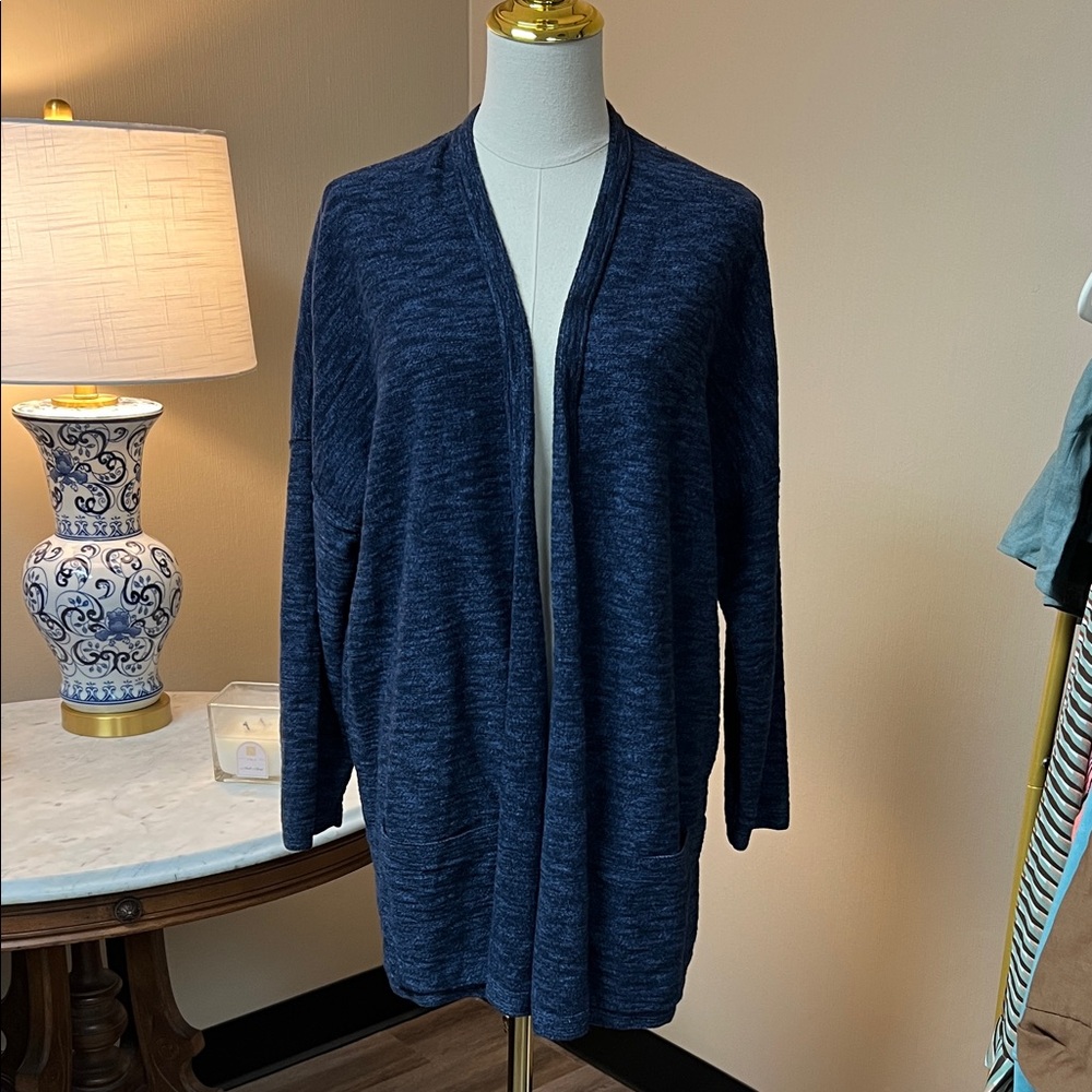 J. Jill Deep Navy Open-Front Knit Cardigan